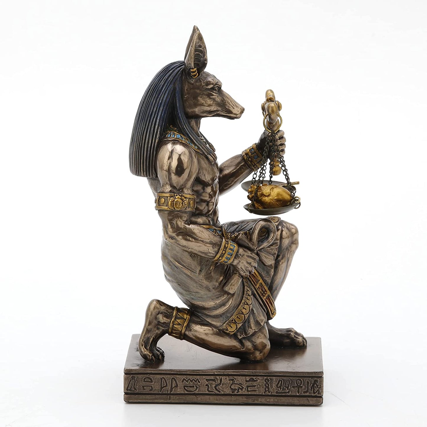 7 1/4 Egyptian Anubis Jackal Kneeling JUSTICE Scale Statue Antique Bronze Finish