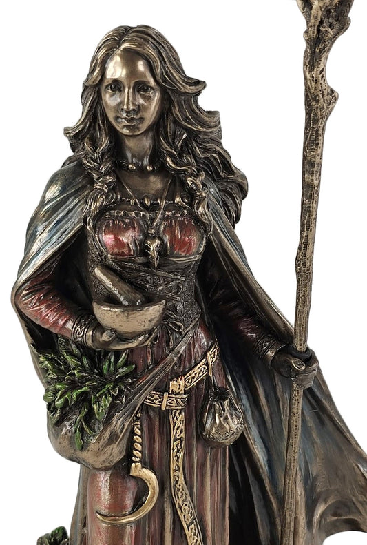 9.5" Valkyrie Eir Goddess of Protection Norse Mythology Statue Bronze Color