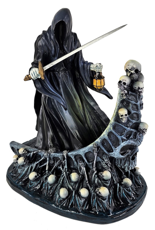 7 1/2" Charon Greek Ferryman of Damned Reaper Gothic Statue Multi Color